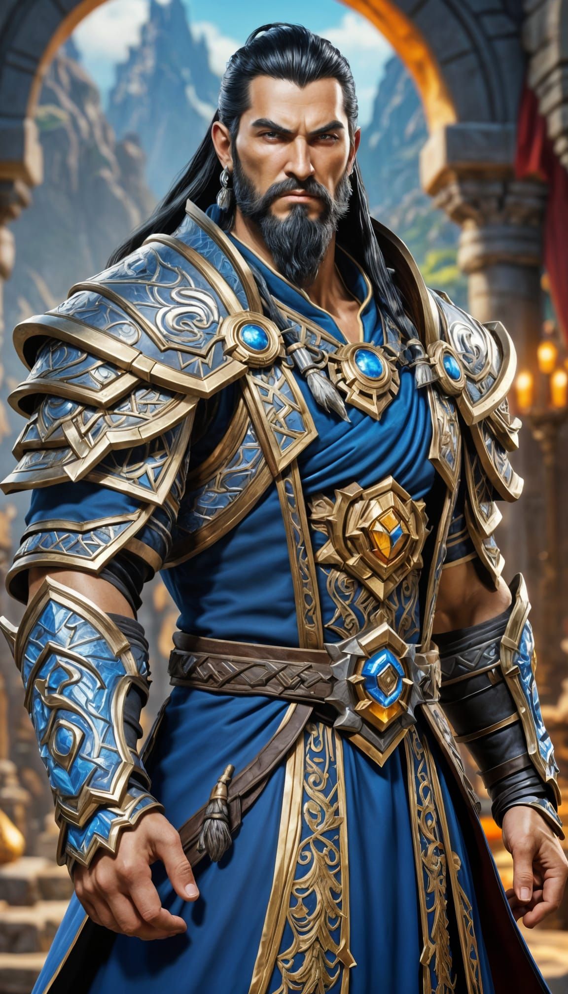 Epic Fantasy Lord in Warcraft Style, Hyperrealistic