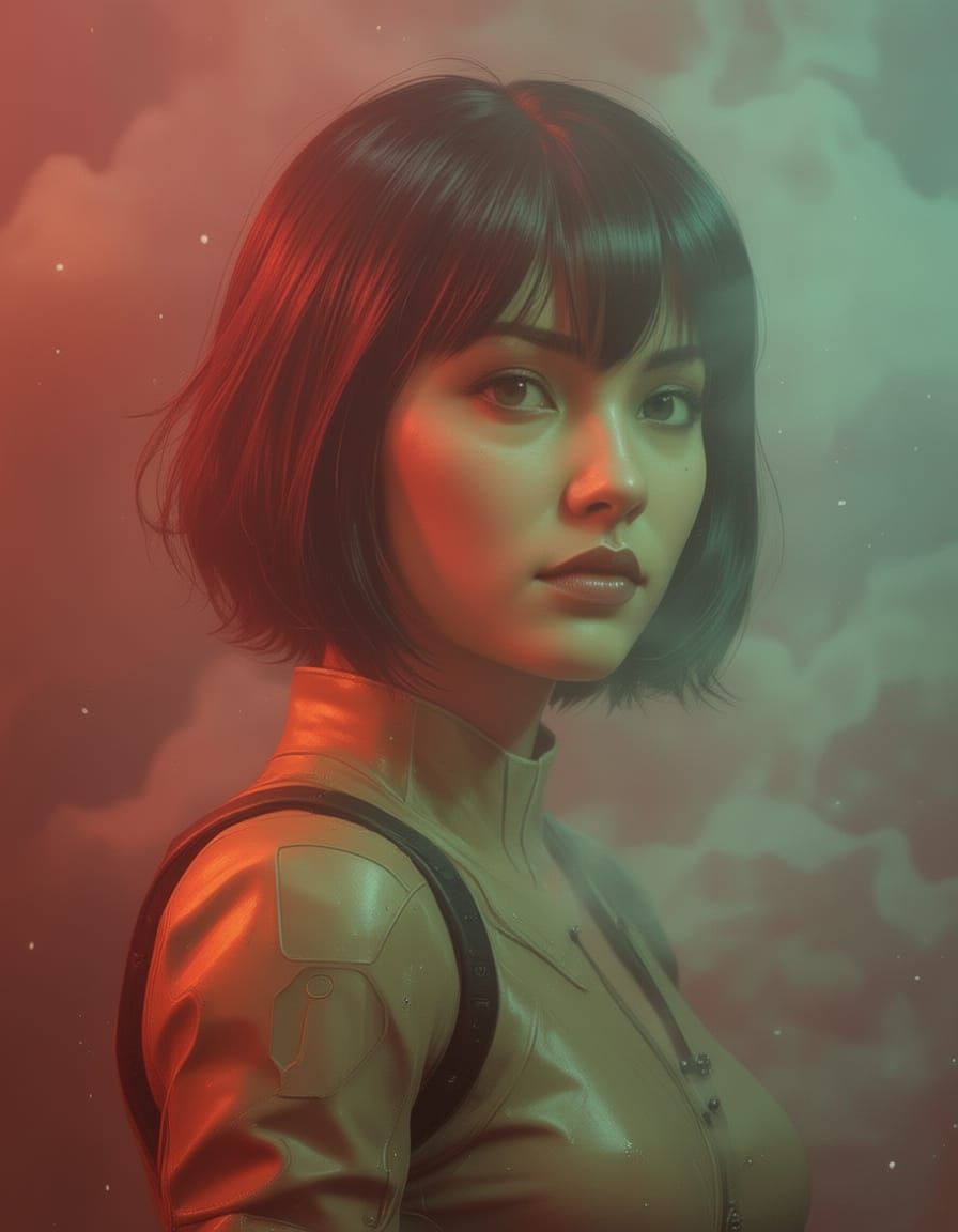 Minimalist Portrait of a Cyberpunk Woman