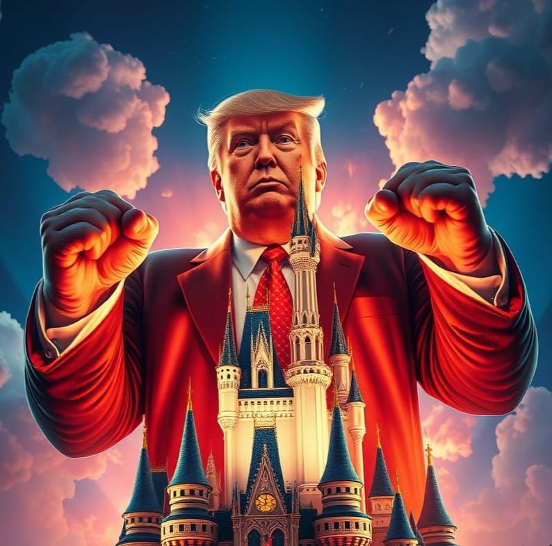 Gigantic Trump Smashes Disney Magic Kingdom in Vibrant, Fant...