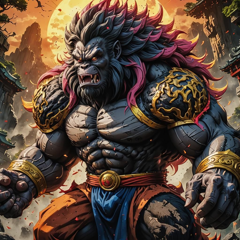 sonGoku as great ape super saiyan 4 (giant) | ink draw by Ak...