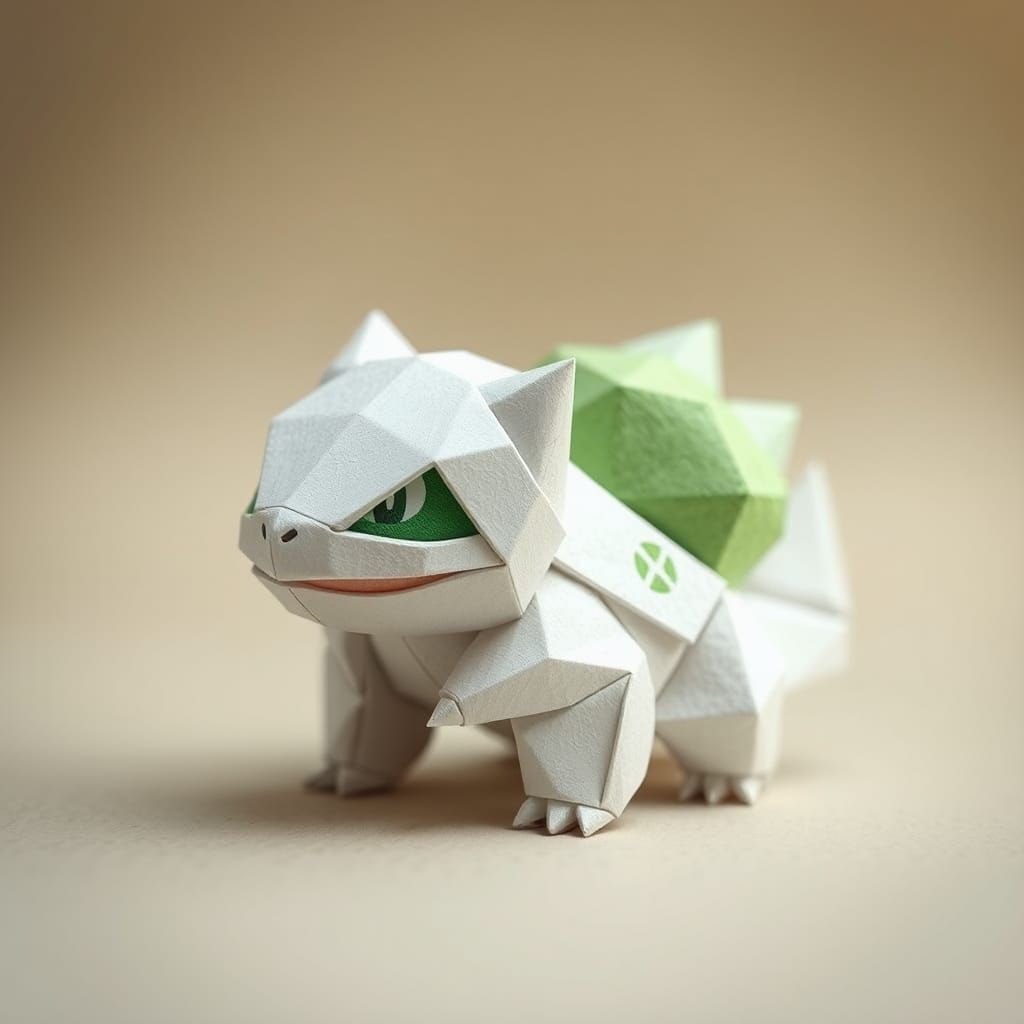 Origami Bulbasaur in Papercraft Style