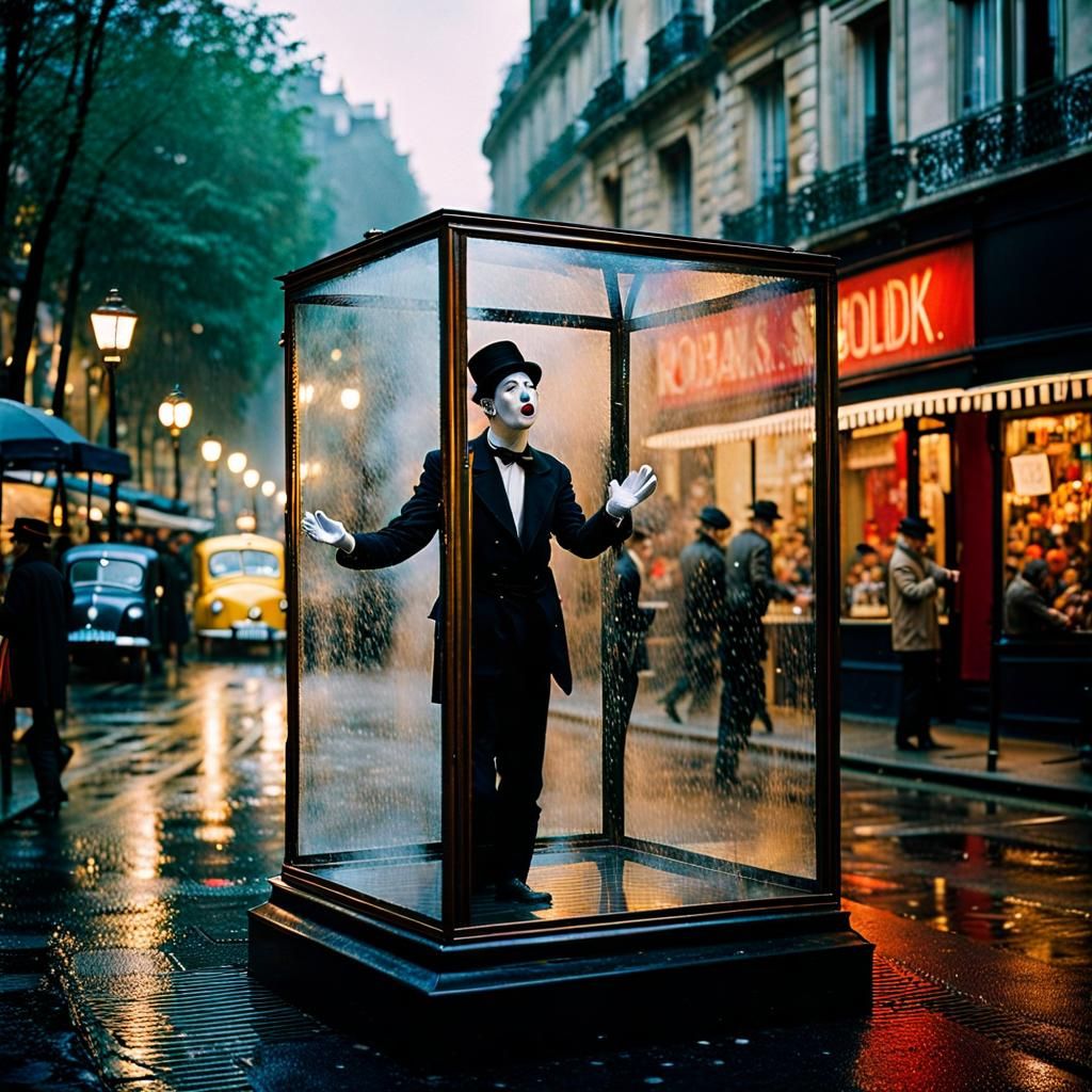 French Mime Artist Performing in Paris, 1948