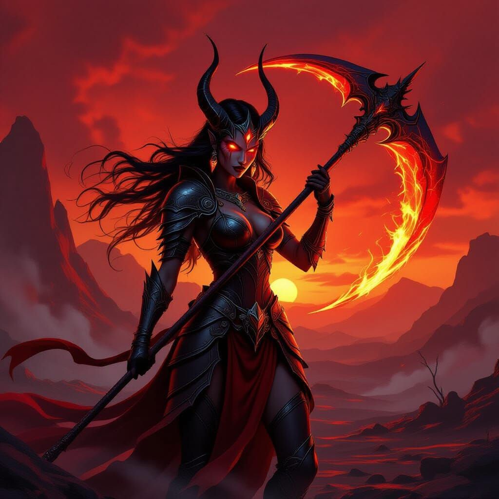 Succubus Warrior Goddess in Volcanic Realm