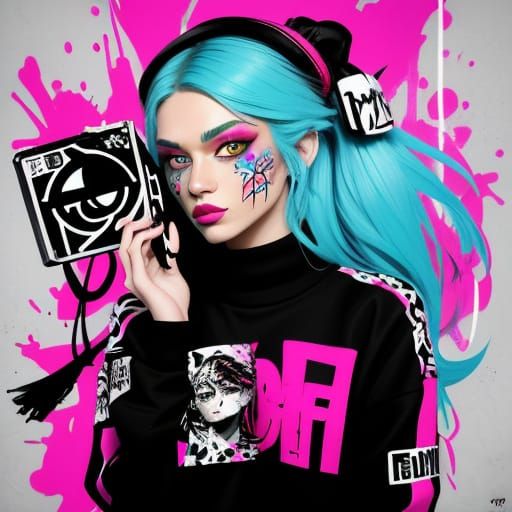 Ukrainian Supermodel in Graffiti Art Style