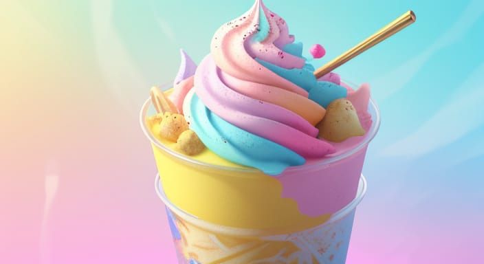 Colorful Anime Ice Cream Cone in 3D