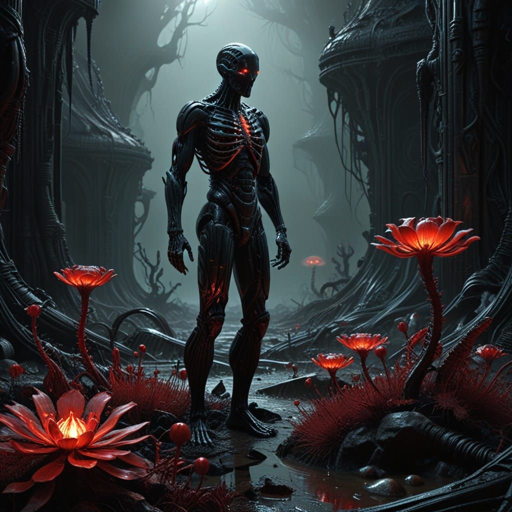 Lonely Figure in Desolate Landscape 3D Render