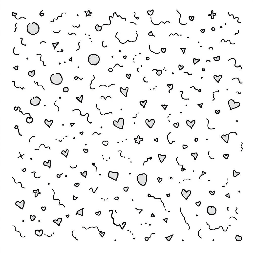Playful Doodles in Organized Chaos on White Background