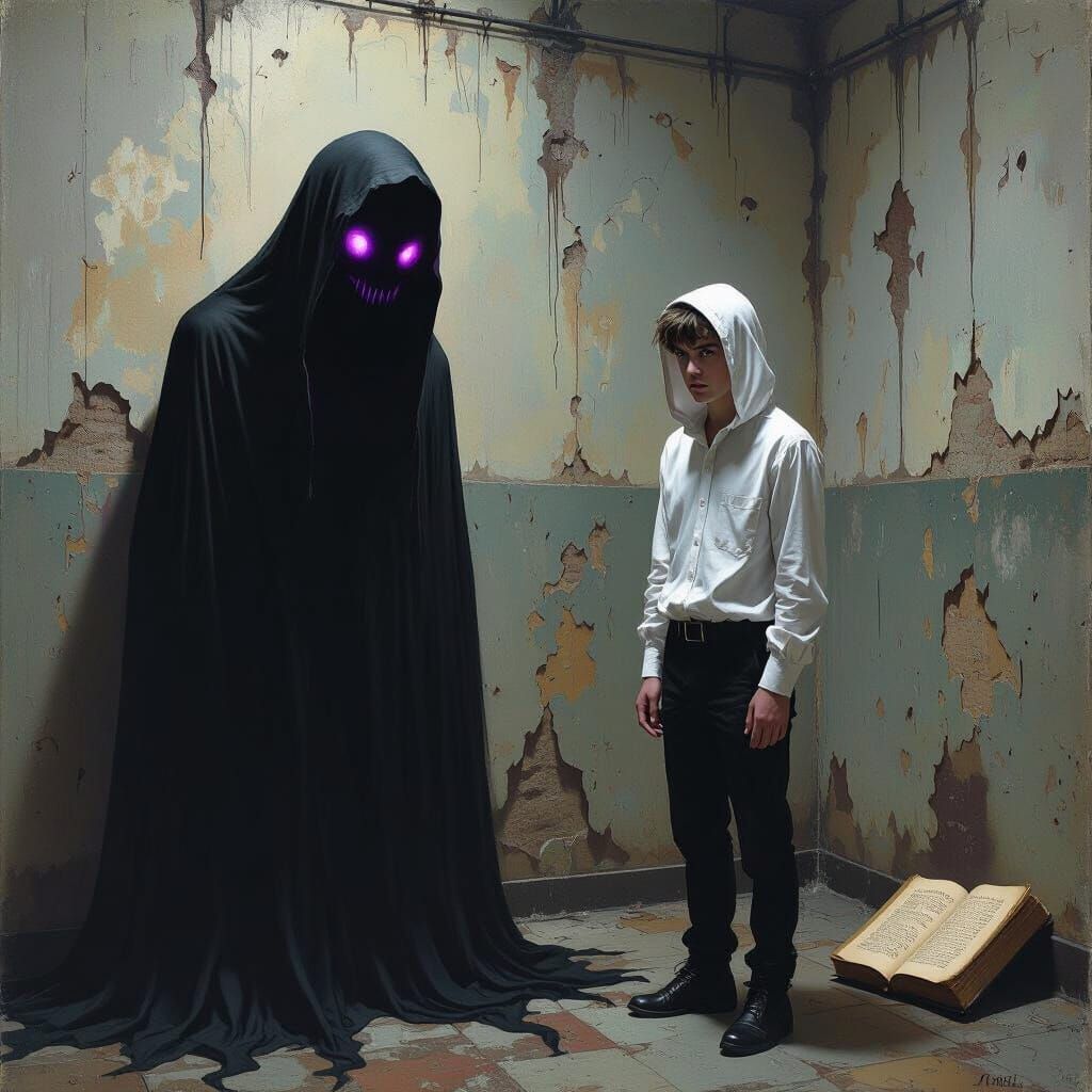 Menacing Ghost in Prison, Surreal Digital Art