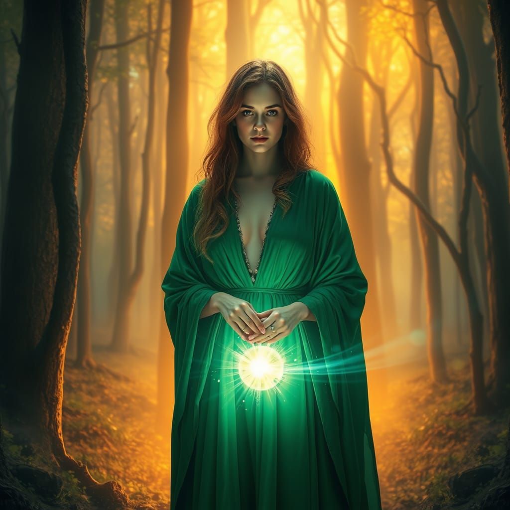 Golden Forest Dreamscape with Magical Artifact