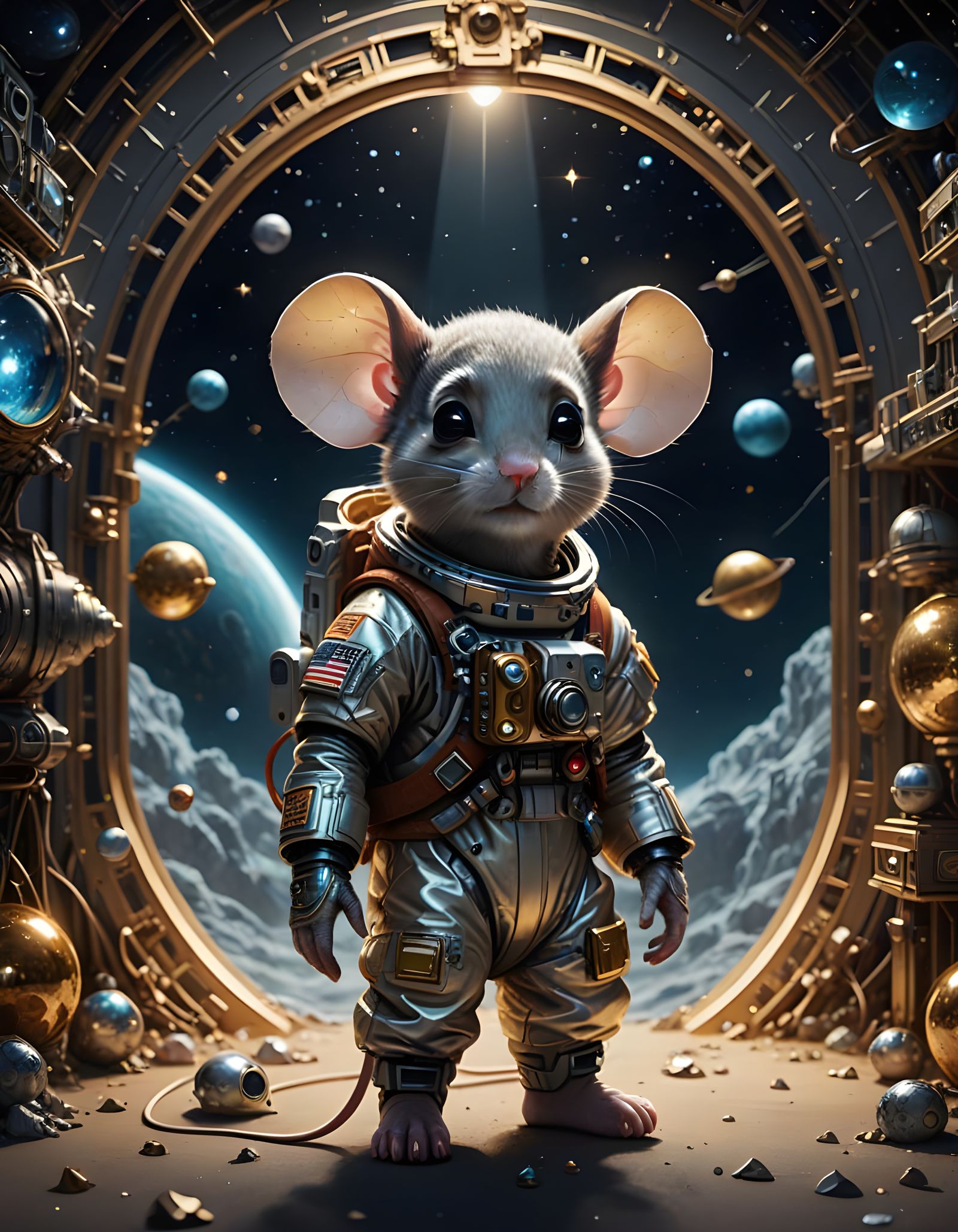 Enchanting Space Mouse in Pearlescent Paradise