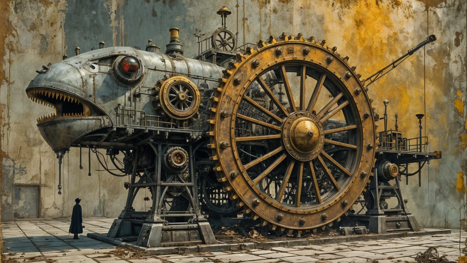 Retrofuturistic Brass Clockwork Wreath