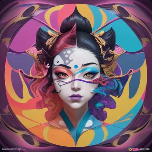 Geisha in Abstract Vector Fractal Pop Art
