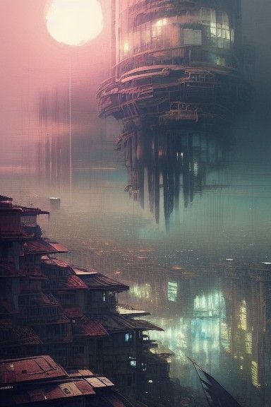 Apocalyptic Moon City: Hyperdetailed Fantasy Art