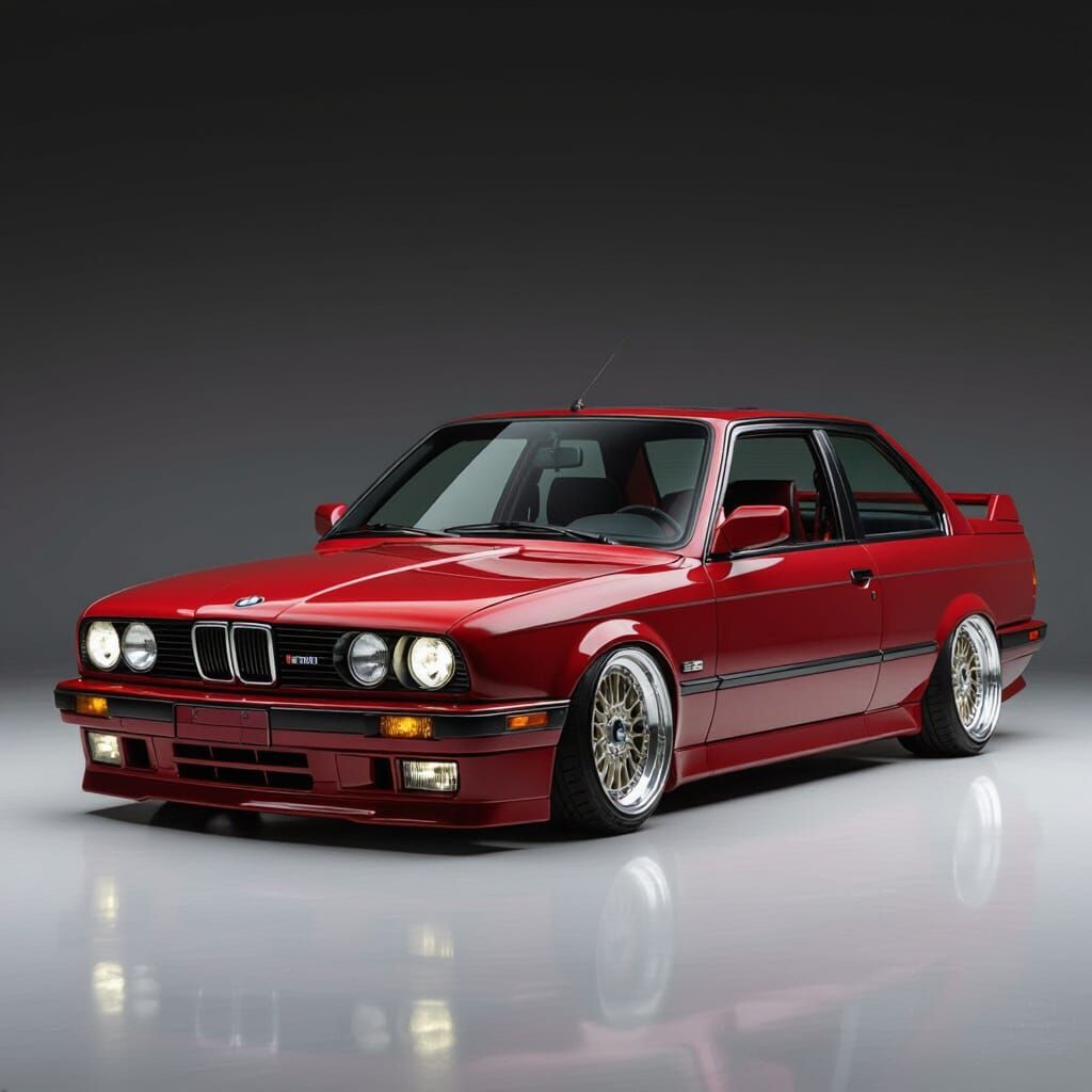 Burgundy BMW E30 on OZ Racing Wheels
