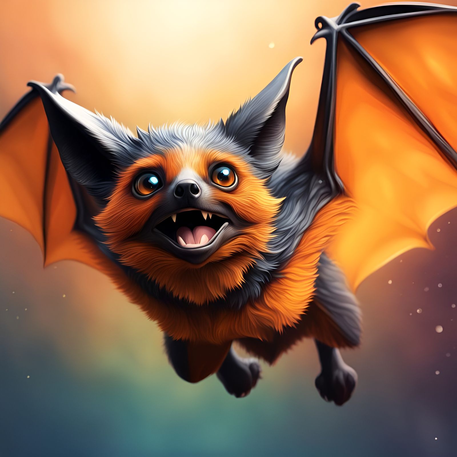 Hyperrealistic Flying Fox in Splash Art Style
