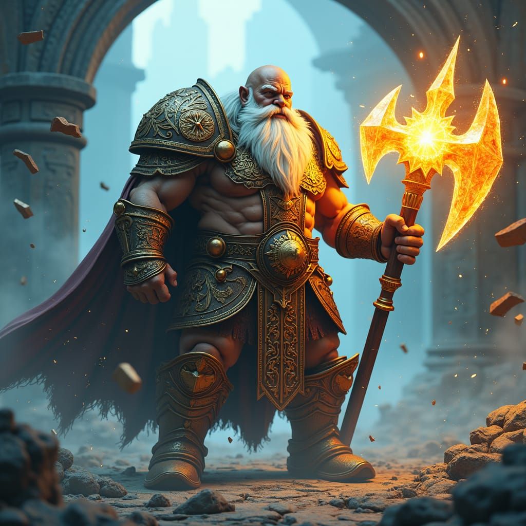 Regal Dwarf King with Crystal Laser Axe