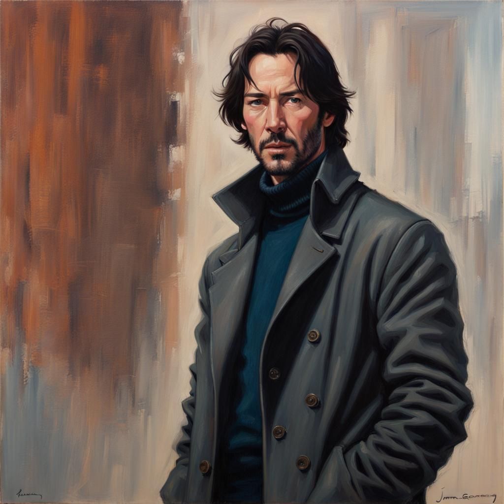 Young Man in Turtleneck, Oil Painting