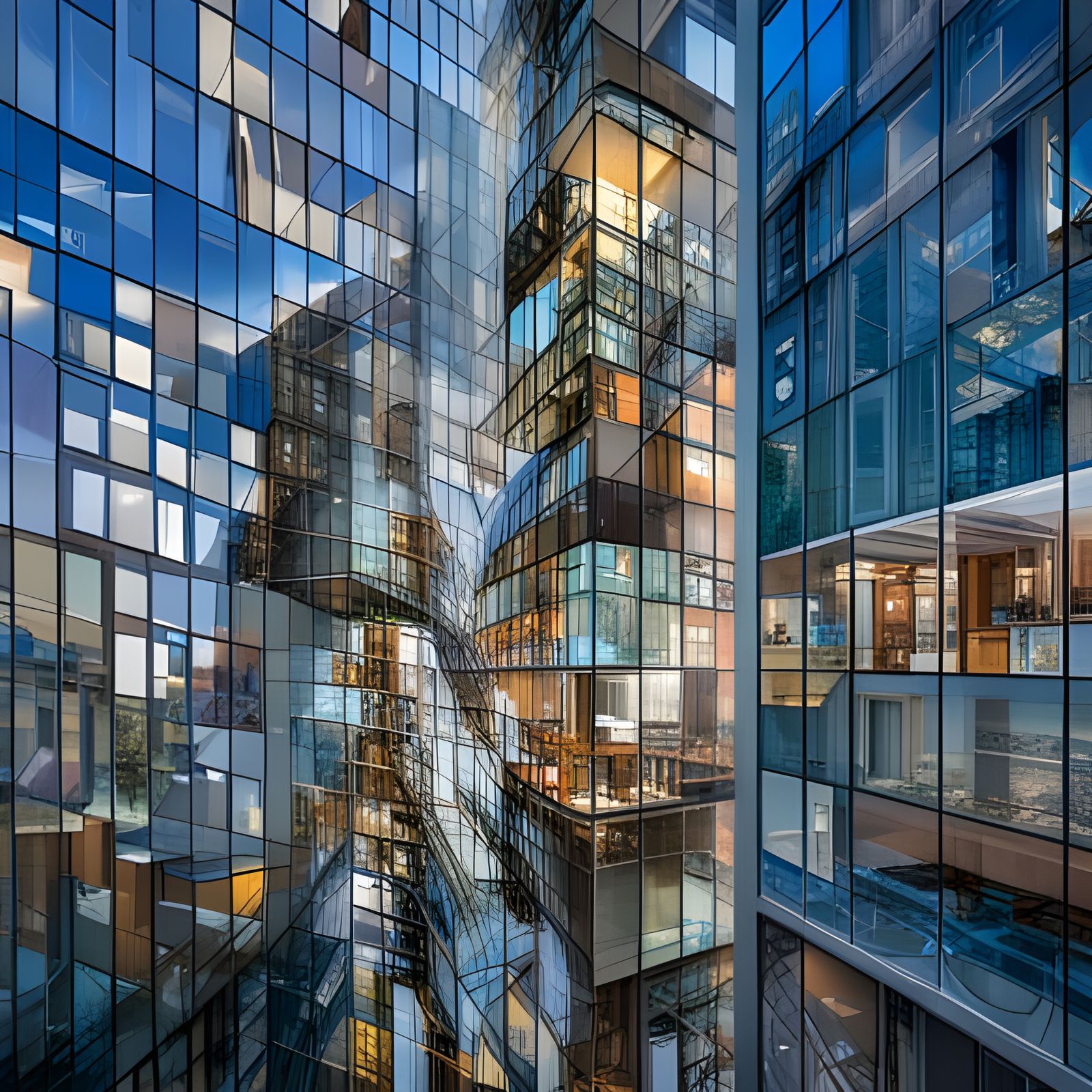 Hyperrealistic City of Glass in Abstract Style