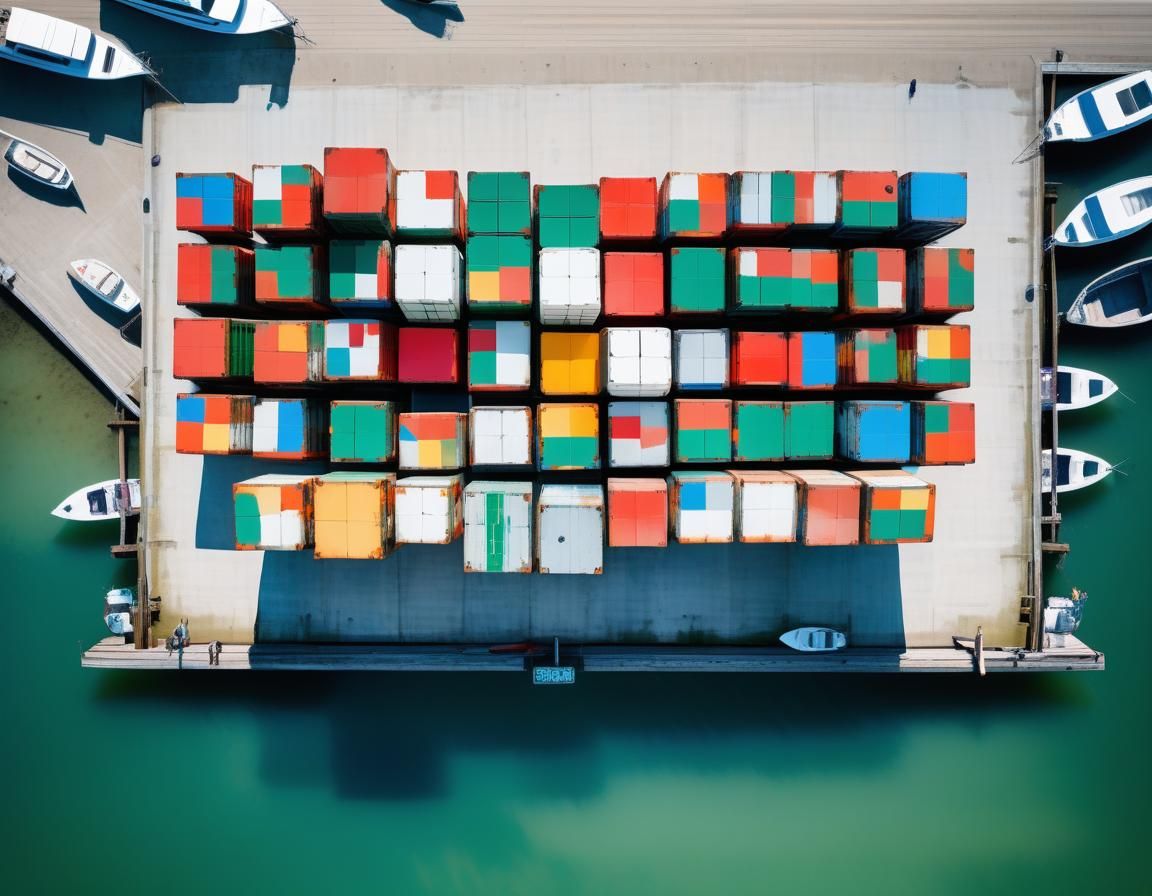 Container Rubik's Cubes on Dock, Surreal Sky View
