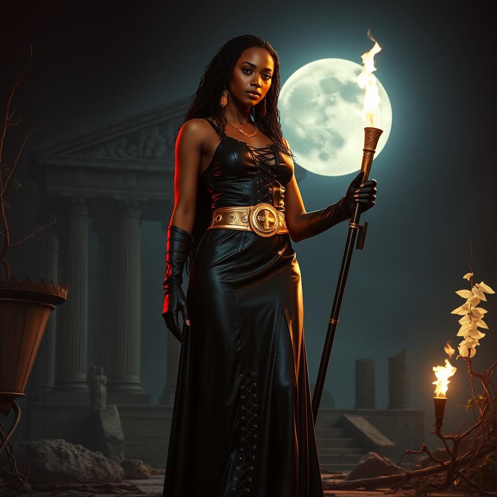 Hecate: Goddess of Night in Synthwave Style