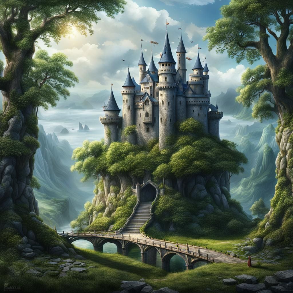 Detailed Matte Painting of a Tree Castle