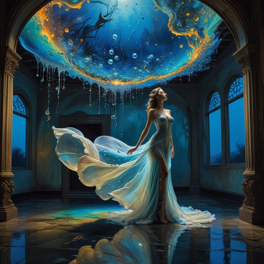 Melting Wax Gown in Surreal Garden