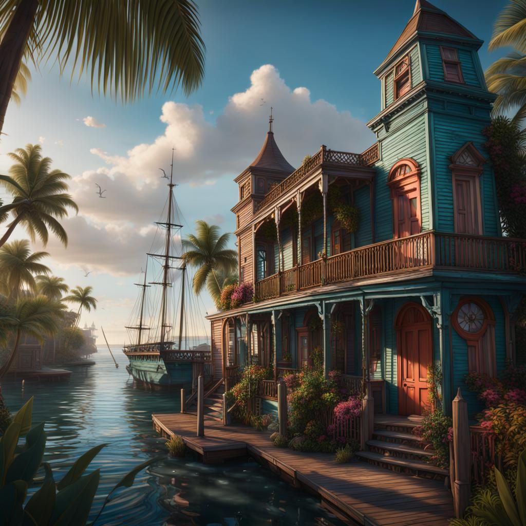 Fantastical Key West Concept Art in Deep Color