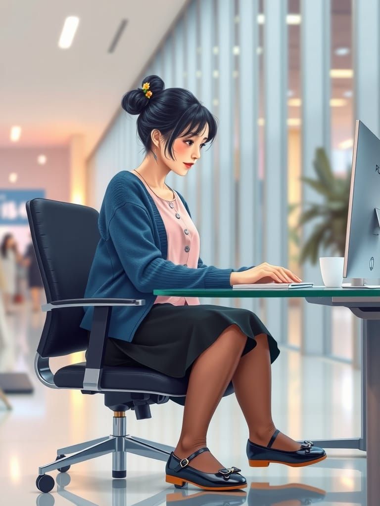 Asian Software Developer at Work in Bright IT Company