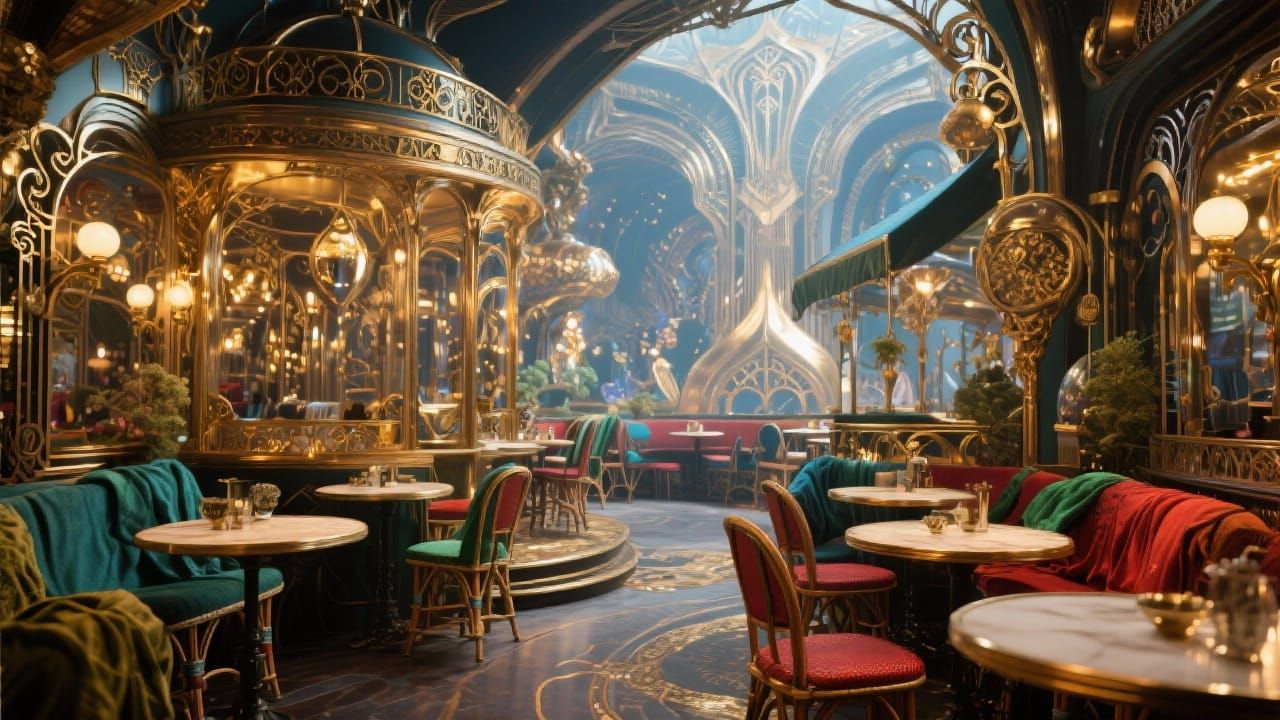 Maximalist Enchanted Parisian Cafes in Art Deco Style
