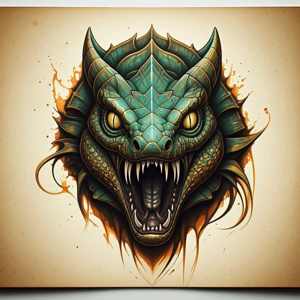 Serpent Illustration Breaking Free, Dynamic Lighting