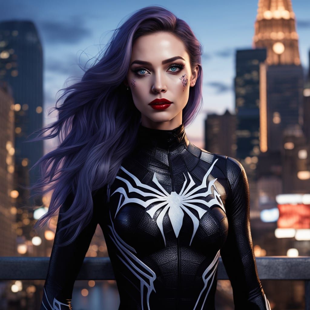 Gorgeous Woman in Marvel's Venom Symbiote, Staring Directly