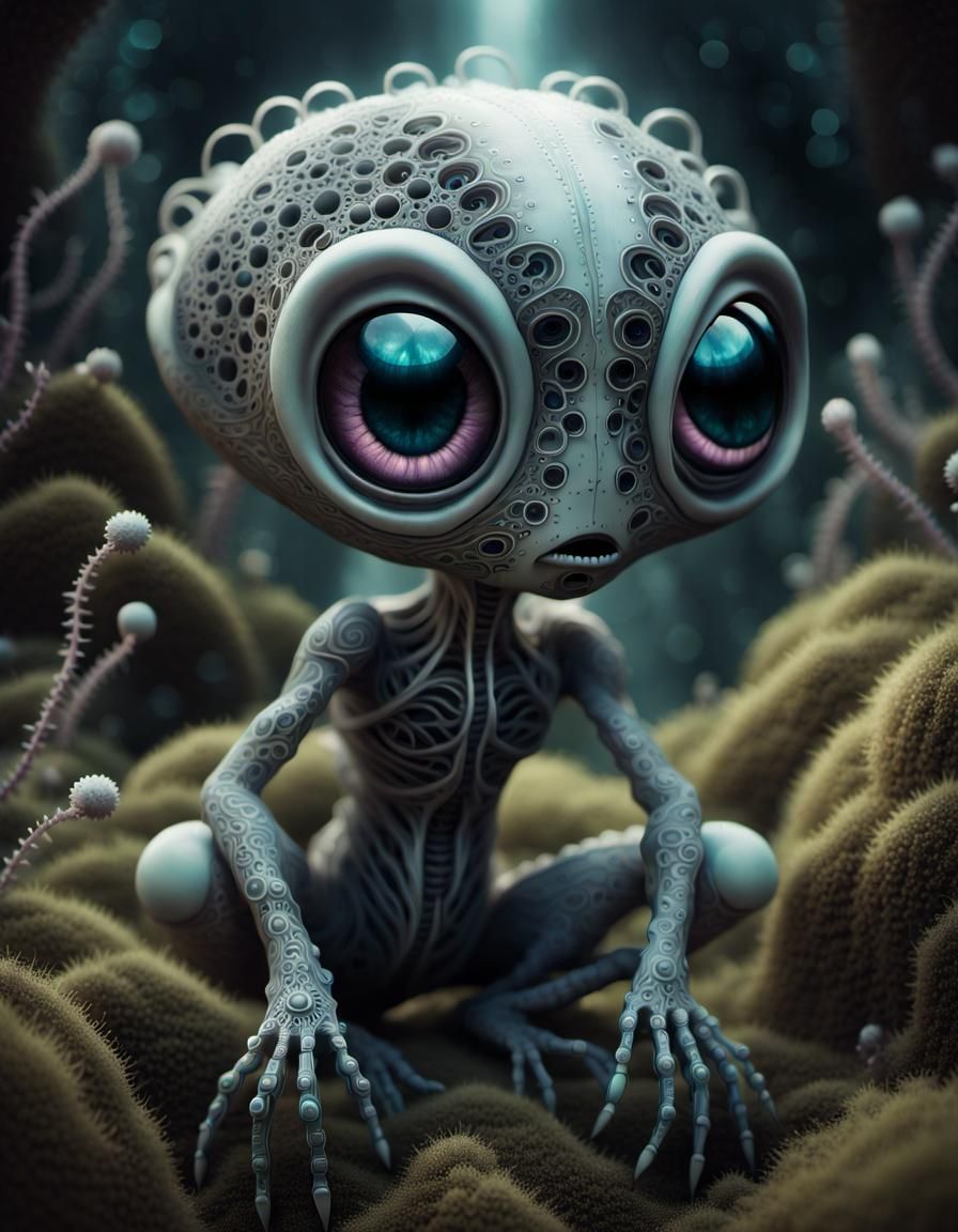 Detailed Alien World in Dark Duotones