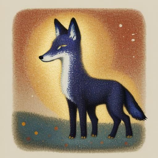 Fox in Pointillist Style with Luminous Depth