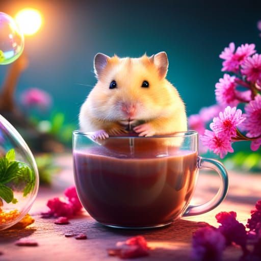 Hamster Makes Bubble Tea in Detailed Matte Painting