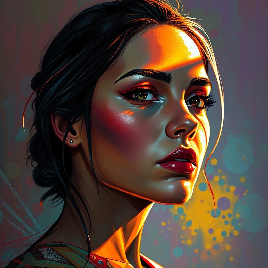 Vibrant Portrait of a Woman in Hyperrealistic Detail