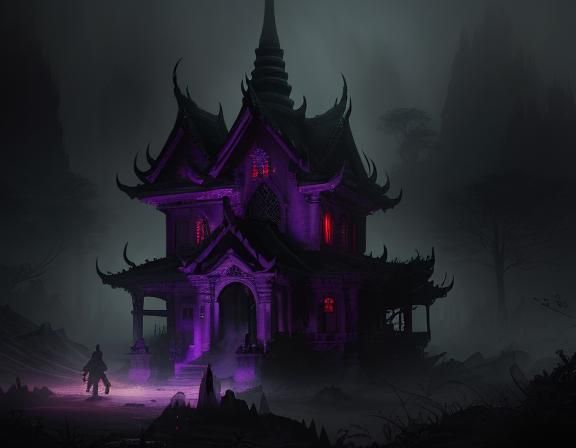 Eerie Thai Village Well in Dark Fantasy Style