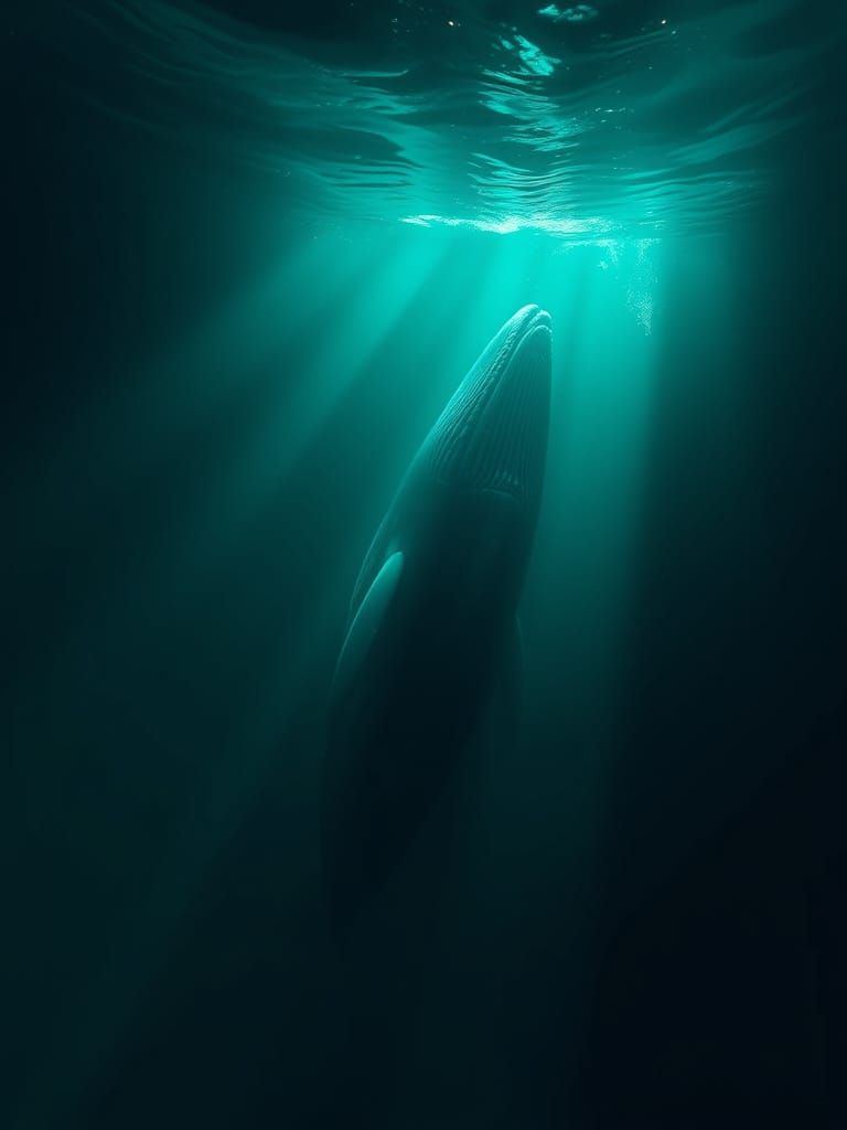 Emerald Whale in Serene Underwater Scene