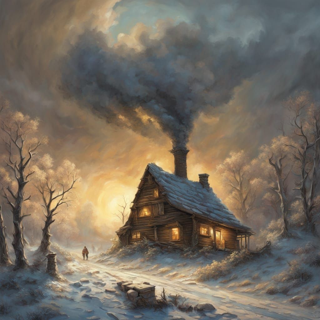 Dutch Golden Age Cabin After Winter Storm