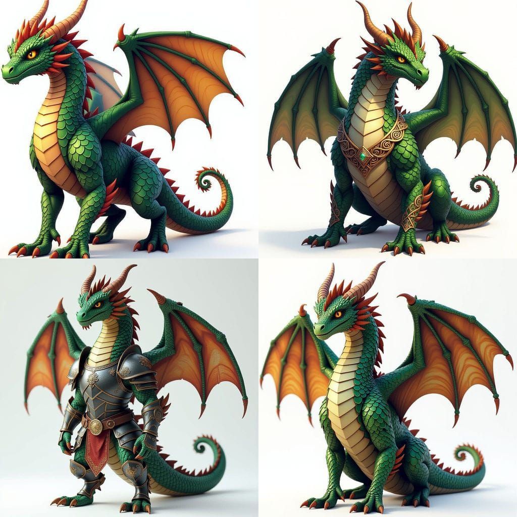 Photorealistic Celtic Dragon with Wings: Hyperrealistic Spla...