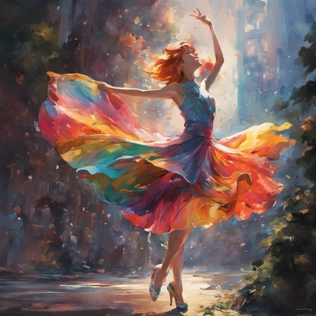 Rainbow Ballerina in Anime Key Visual Style