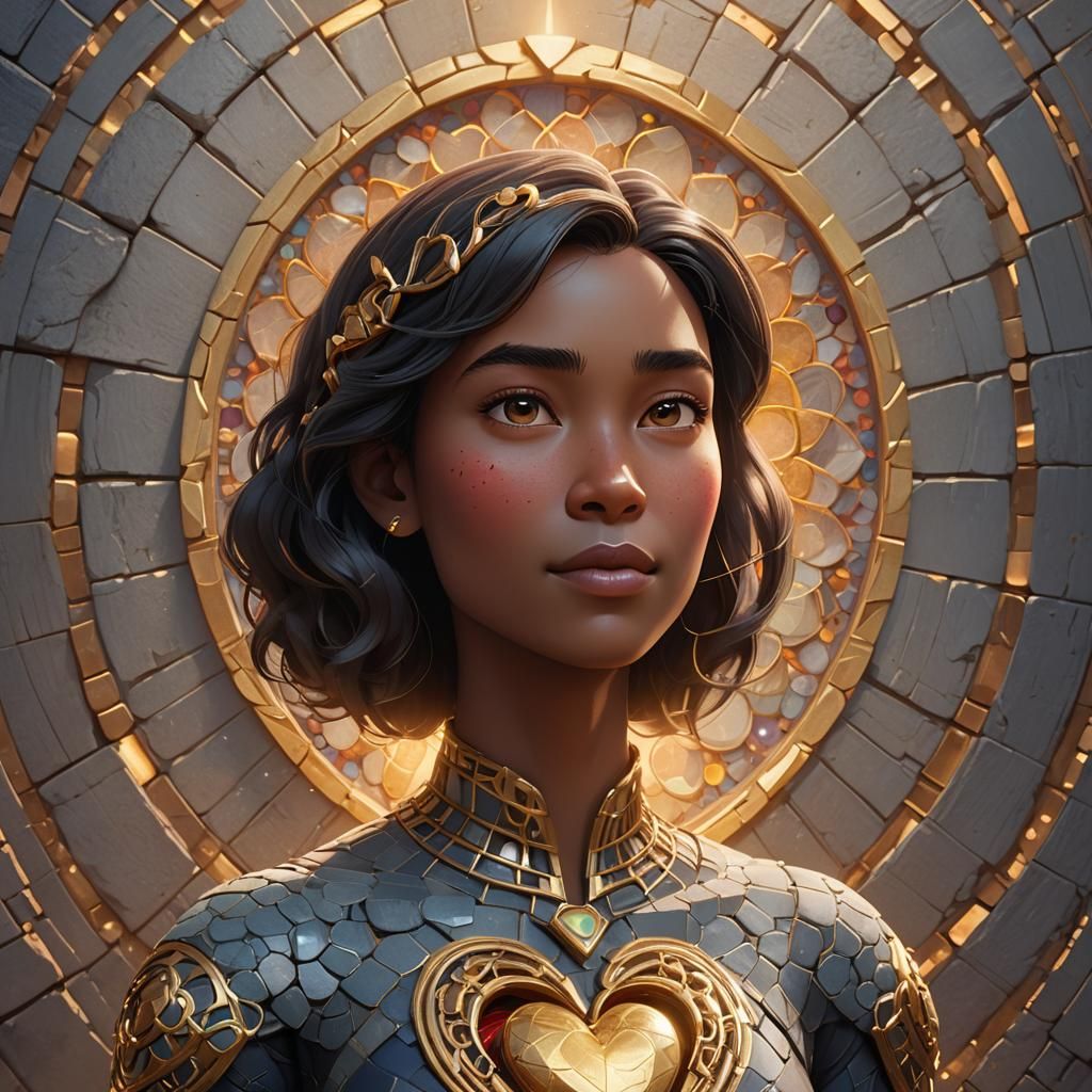 Stone-Hearted Woman Portrait in Pixar 3D Style