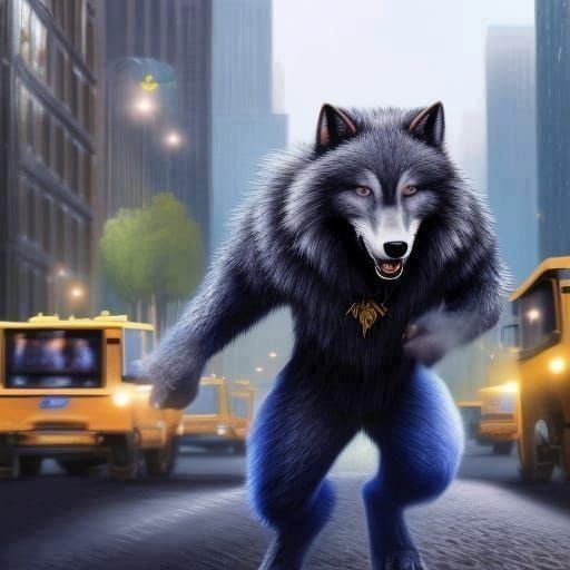 Blue Furry Creature in Detailed Digital Painting