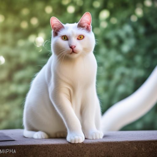 Elegant White Cat Portrait in Natural Light