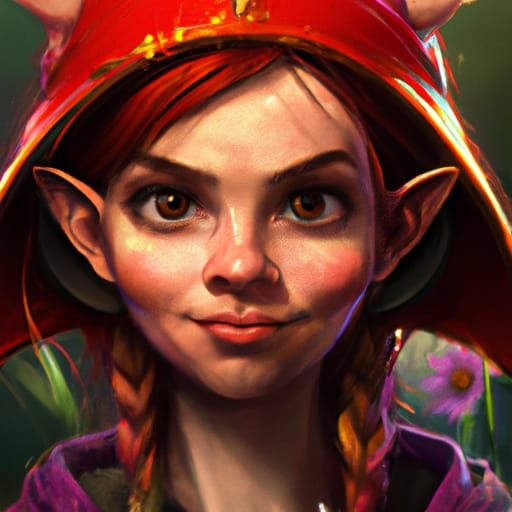 Cute Gnome Portrait in Hyperdetailed Fantasy Art Style