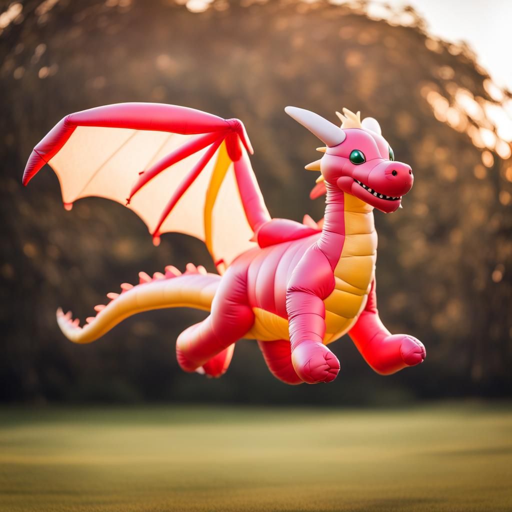Friendly Inflatable Dragon Flying, Professional Photography