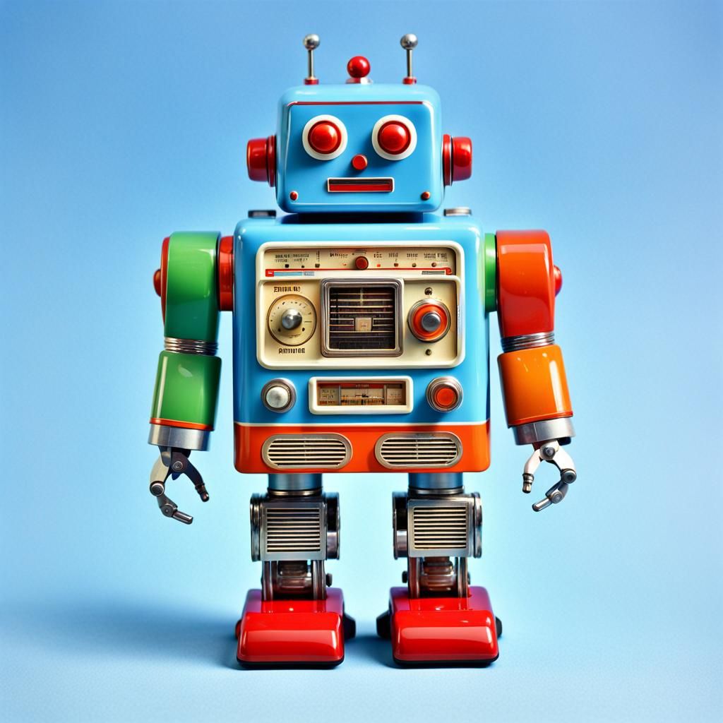 Retro Toy Robot with Visible Internal Robotics