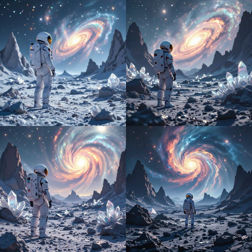 Astronaut Gazing at Nebula on Alien Planet