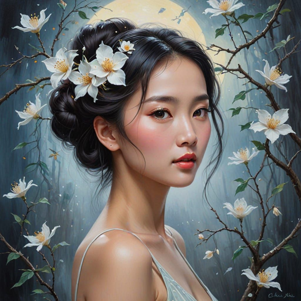 Ethereal Woman in the Mood for Love Oil Painting
