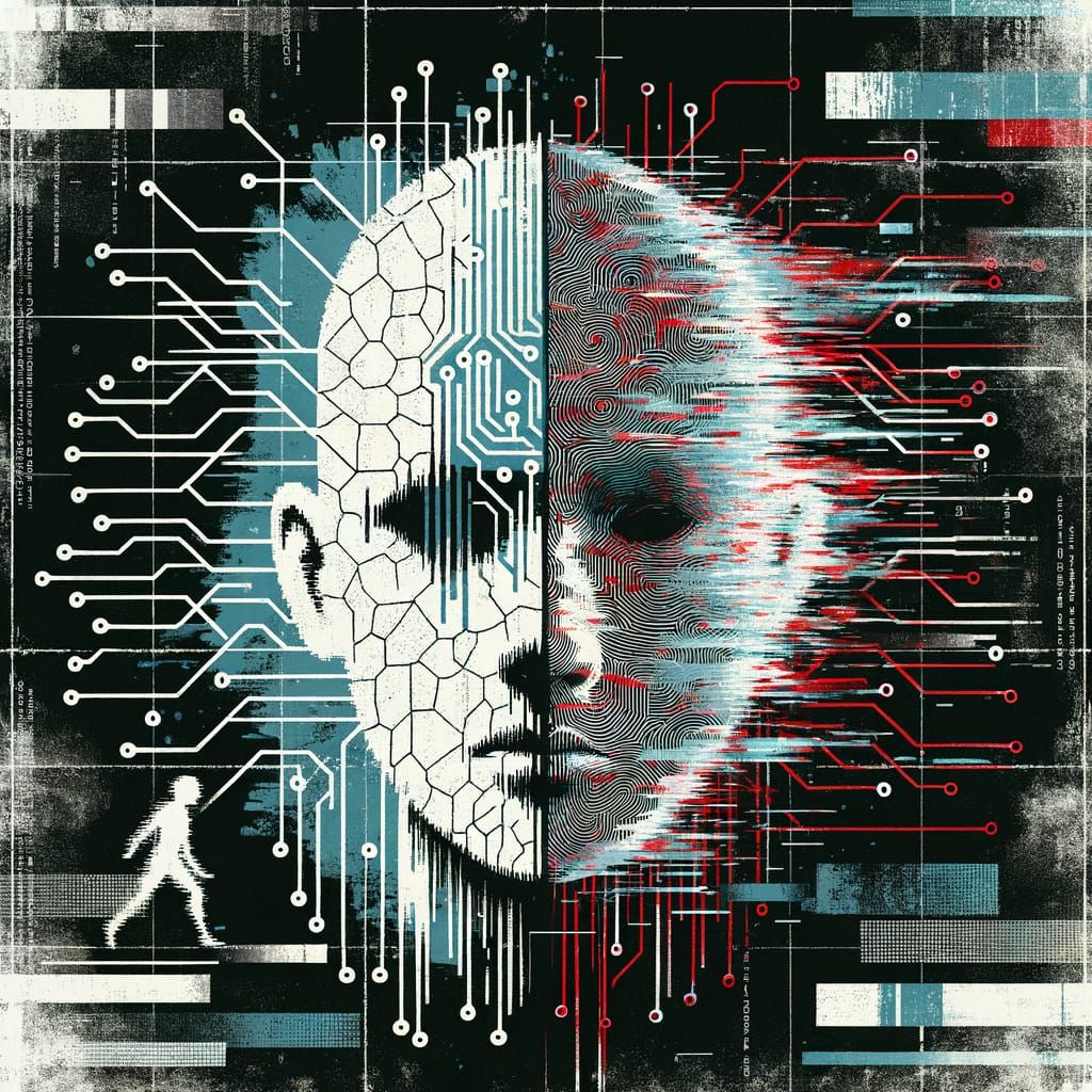 Glitching Portrait Book Cover Art in Minimalist Colors