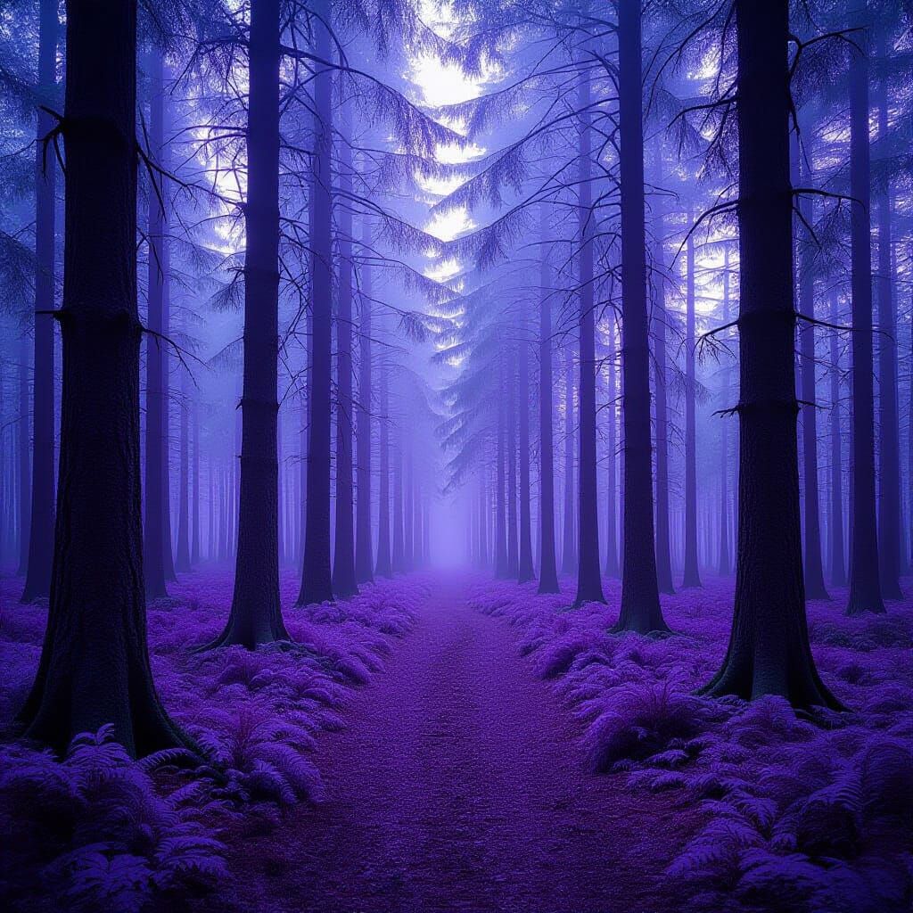 Enchanted Purple Forest Scene